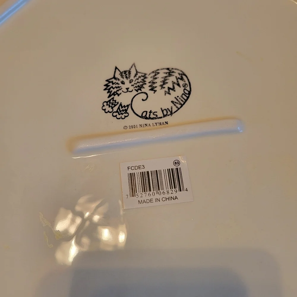 Vintage 2001 'Cats by Nina' Statement Painted Calico Decorative Plate - Picture 3 of 6